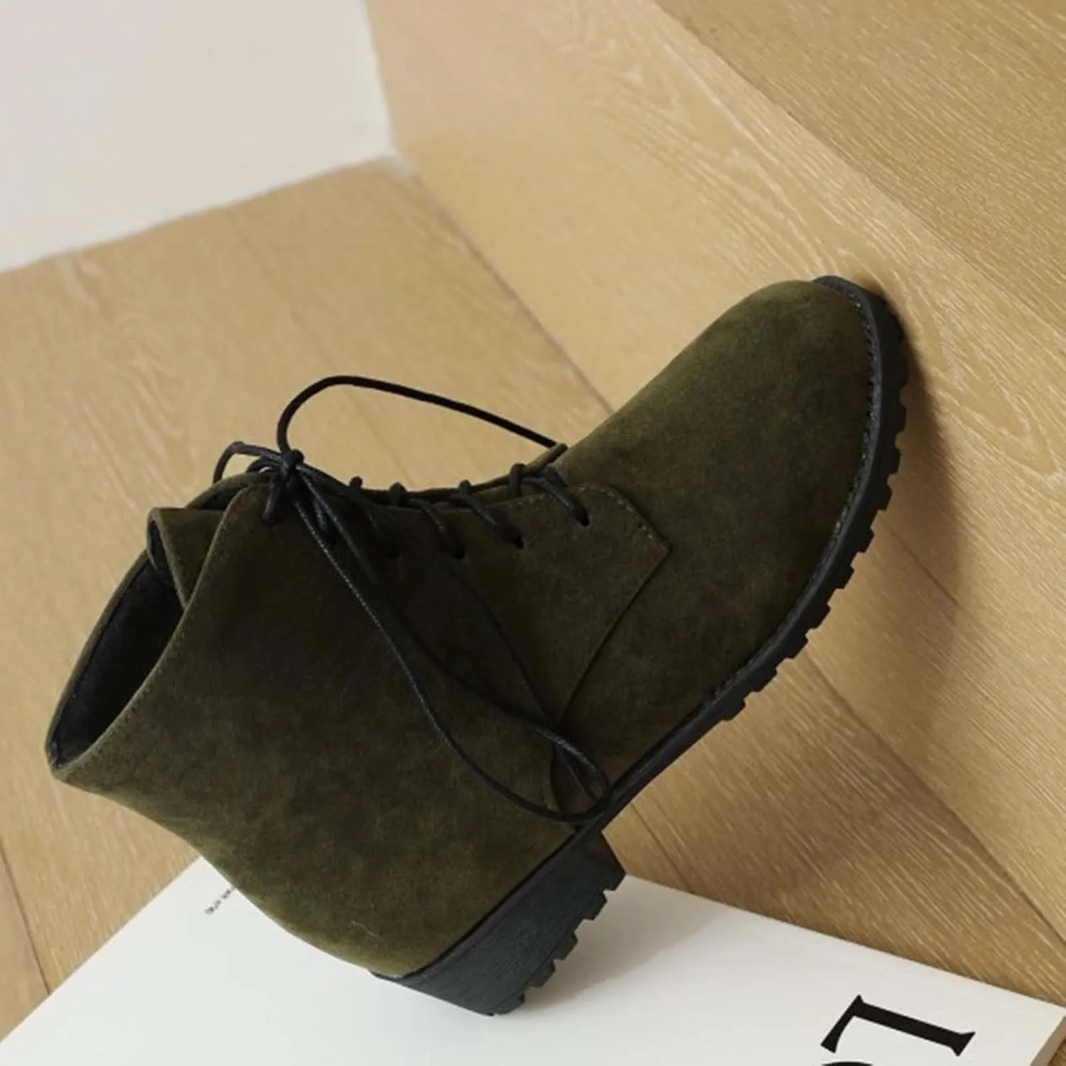 Ankle Boots for Women Brown Leather Booties Work Boots Slip On Barefoot Boot Indoor and Outdoor Soft Sole Fashion Closed Pointed Toe Low Block Heel Zip Up