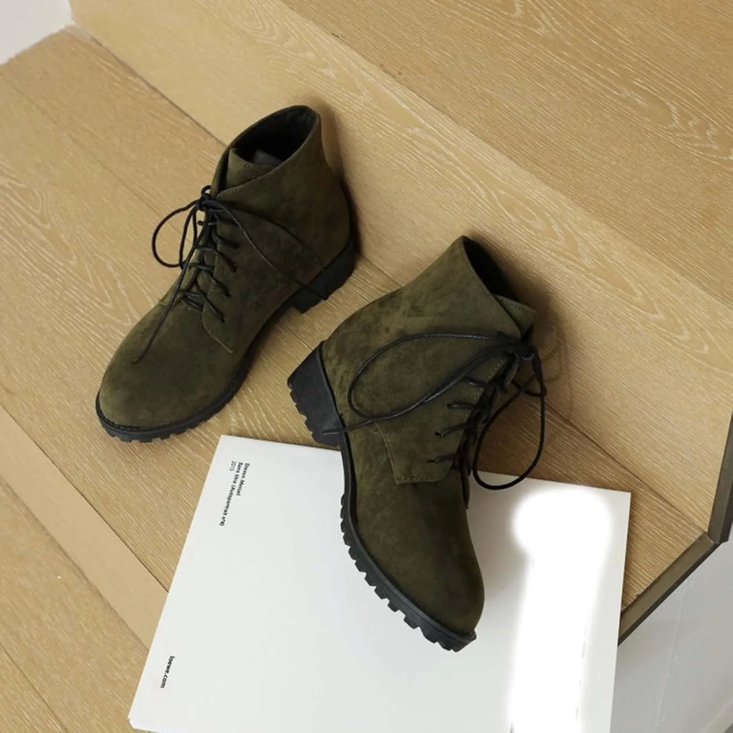 Ankle Boots for Women Brown Leather Booties Work Boots Slip On Barefoot Boot Indoor and Outdoor Soft Sole Fashion Closed Pointed Toe Low Block Heel Zip Up