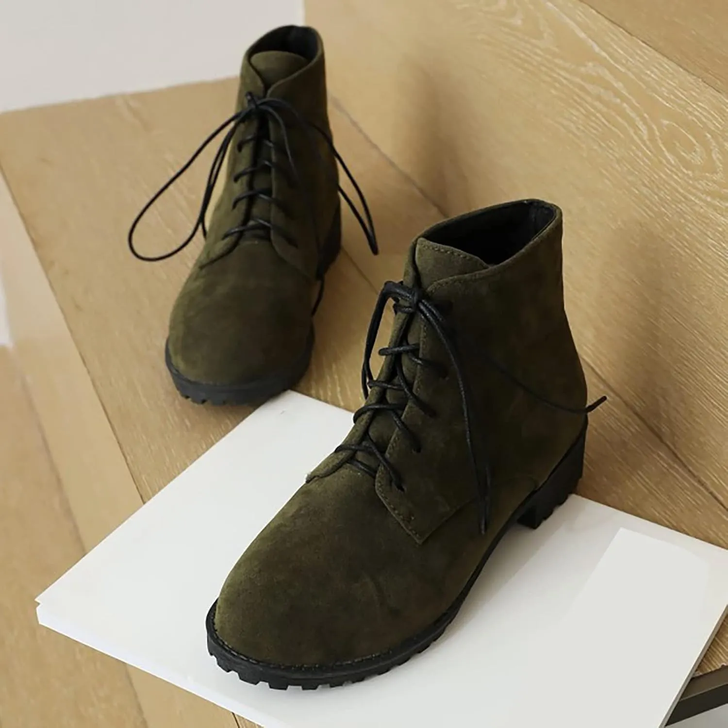 Ankle Boots for Women Brown Leather Booties Work Boots Slip On Barefoot Boot Indoor and Outdoor Soft Sole Fashion Closed Pointed Toe Low Block Heel Zip Up