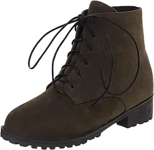 Ankle Boots for Women Brown Leather Booties Work Boots Slip On Barefoot Boot Indoor and Outdoor Soft Sole Fashion Closed Pointed Toe Low Block Heel Zip Up