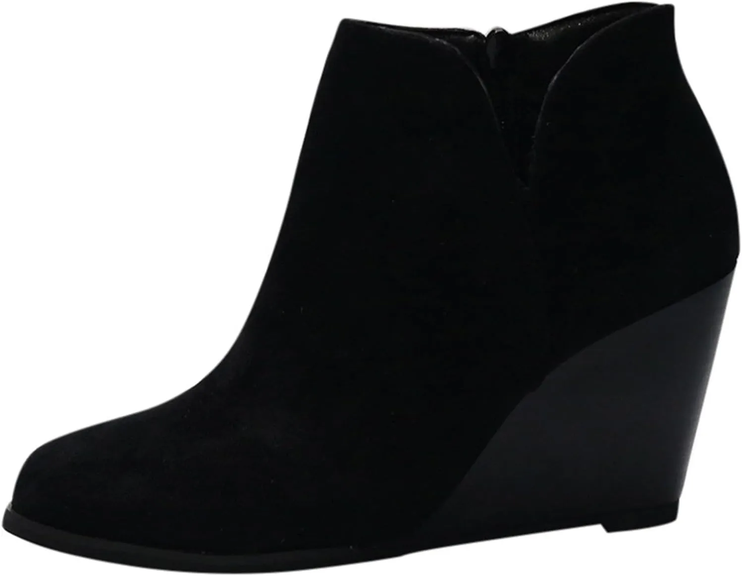 Ankle Boots for Women Fashion Casual Wedge Booties Fall Stacked Mid Heel with Side Zipper Almond Toe Winter Dress Shoes