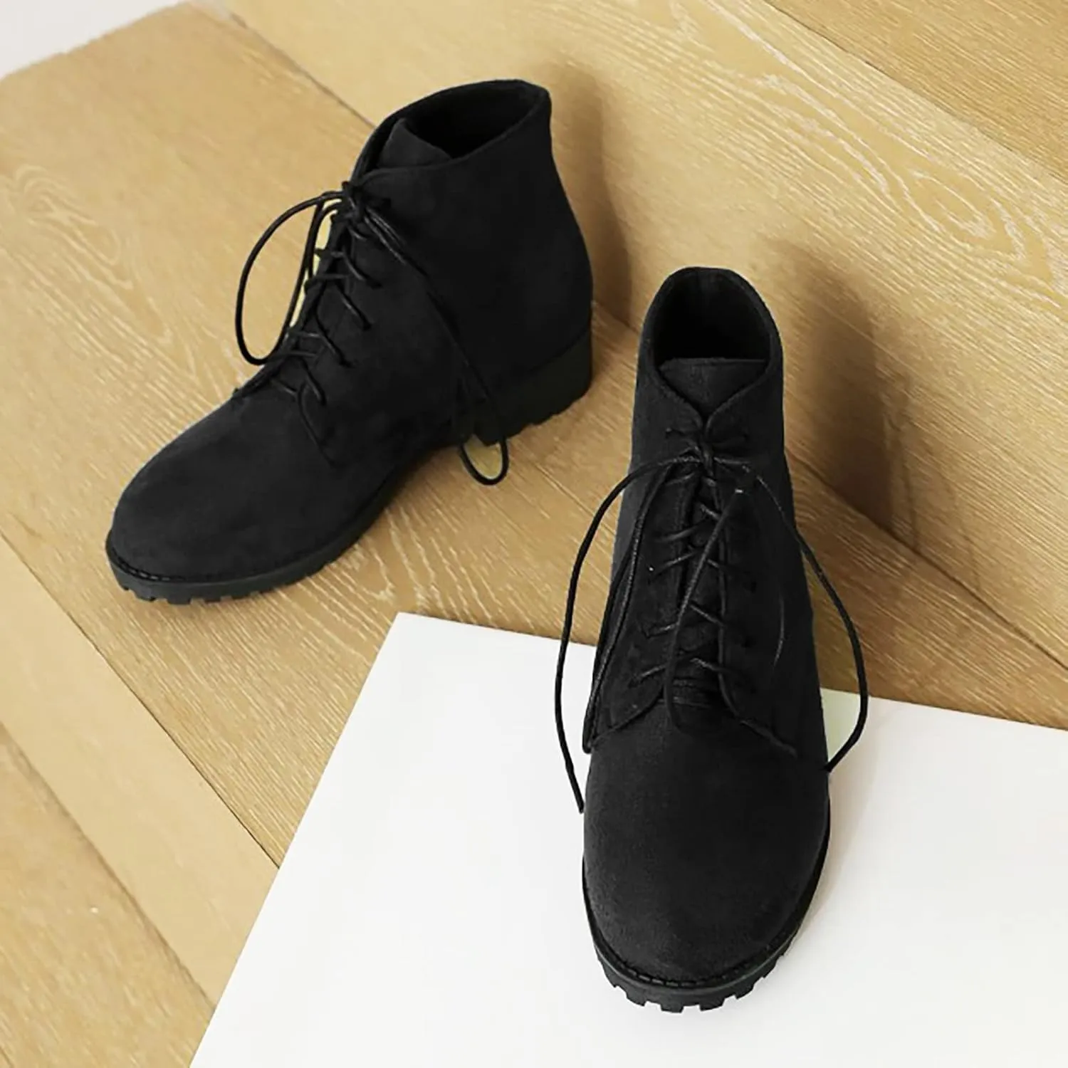 Ankle Boots for Women Womens Dress Booties Booties for Women Low Heel Work Boot Shoe Laces Men Closed Back Lightweight Breathable Pointed Toe Mid Heel Slip On