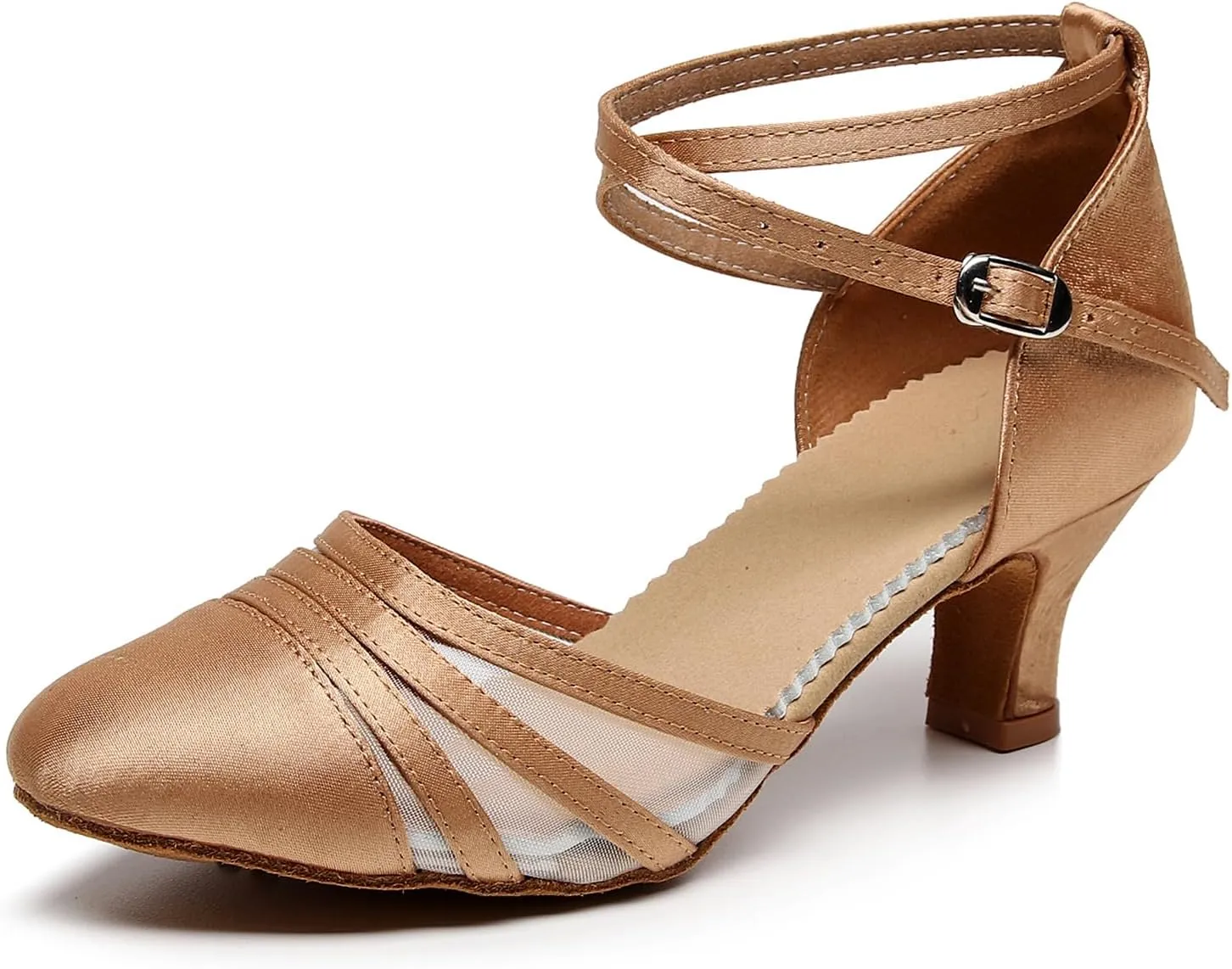 AOQUNFS Women's Ballroom Dance Shoes Satin Closed Toe Latin Salsa Performance Dance Shoes