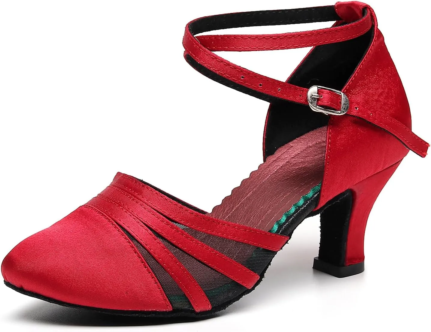 AOQUNFS Women's Ballroom Dance Shoes Satin Closed Toe Latin Salsa Performance Dance Shoes