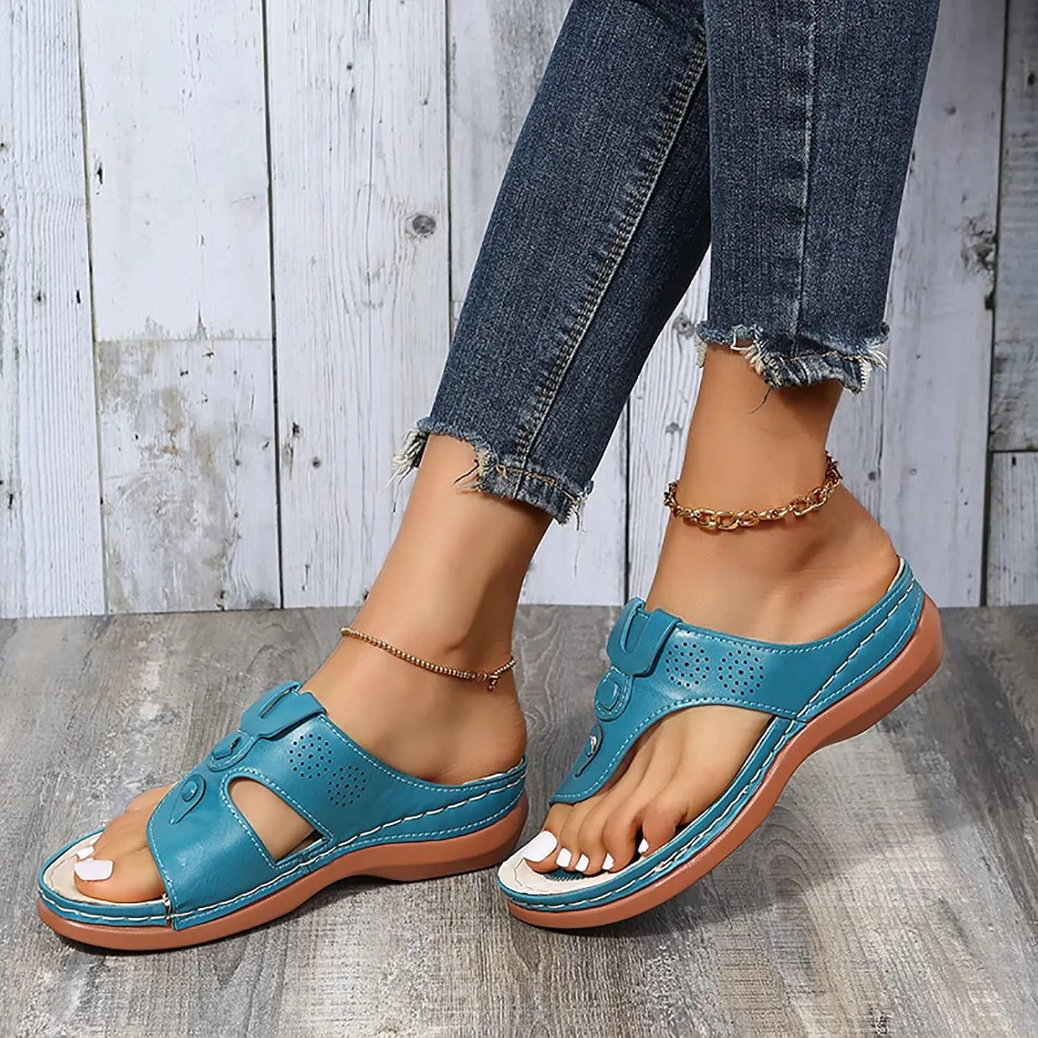 Arch Support Flip Flops for Women Orthopedic Recovery Sandals Comfortable Walking Shoes Summer Beach Casual Lightweight Yoga Mat Cushion Thong Sandals