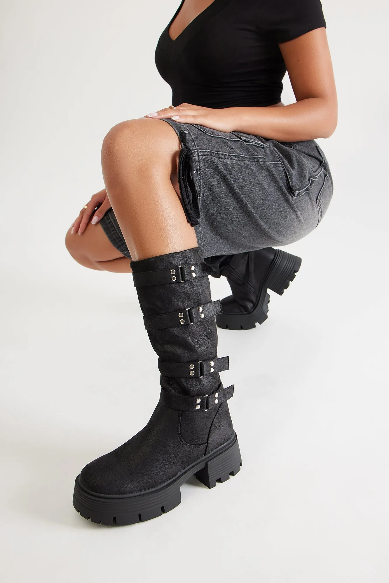 Archer Knee High Boots - Black