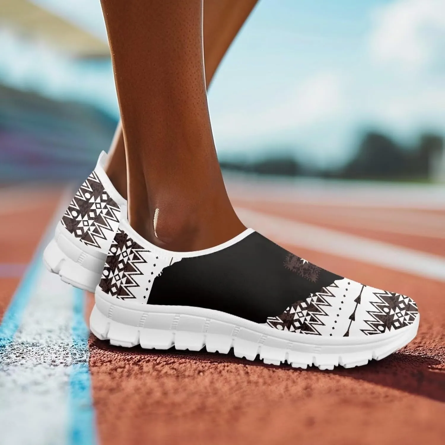 Aztec Tribal Print Women's Slip on Shoes Fashion Loafers Mens Walking Sneakers Low Top Casual Shoes Non Slip