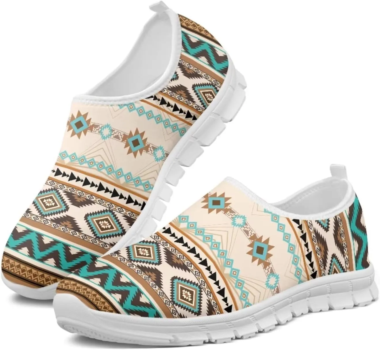 Aztec Tribal Print Women's Slip on Shoes Fashion Loafers Mens Walking Sneakers Low Top Casual Shoes Non Slip