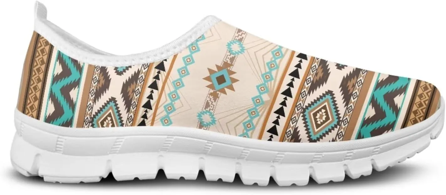 Aztec Tribal Print Women's Slip on Shoes Fashion Loafers Mens Walking Sneakers Low Top Casual Shoes Non Slip