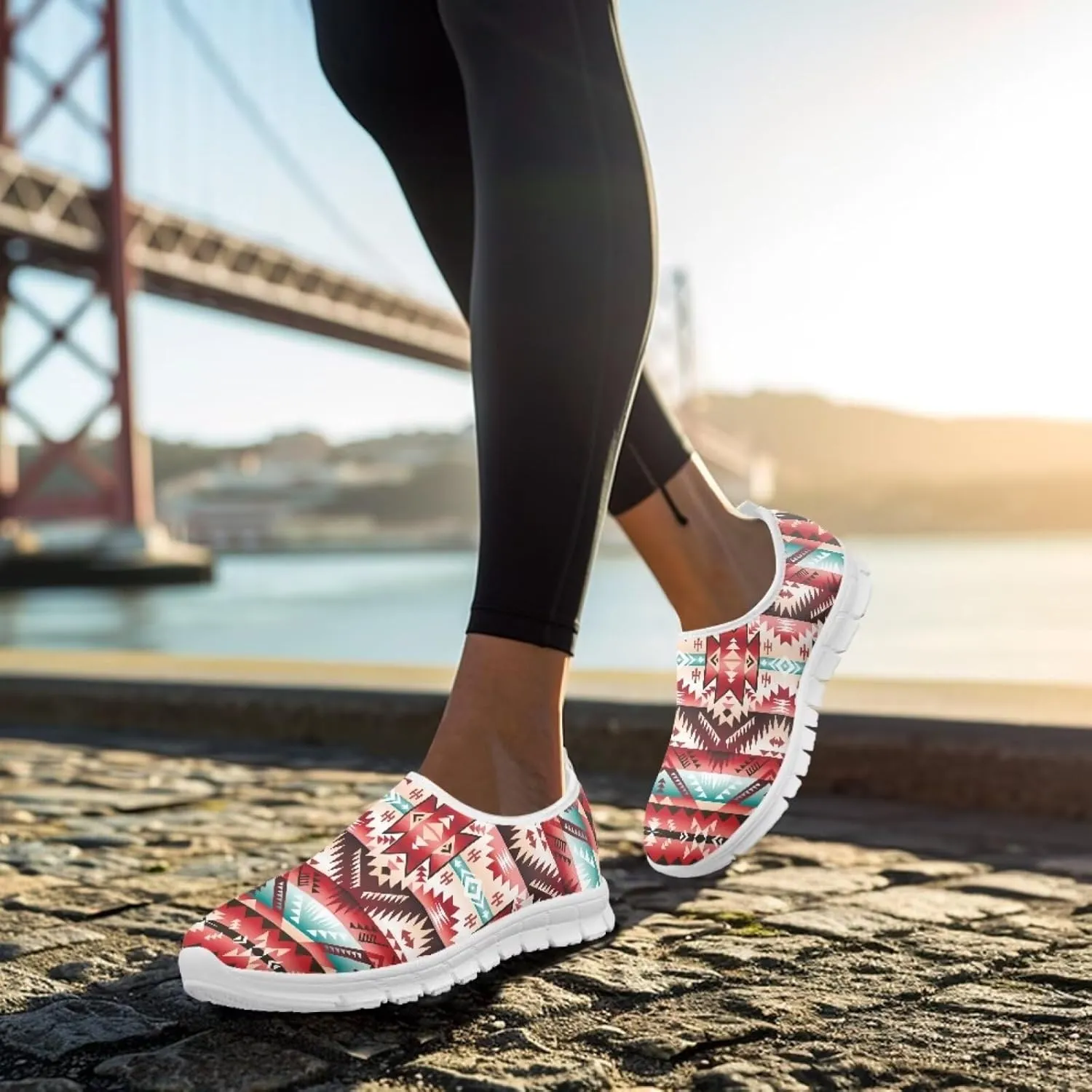 Aztec Tribal Print Women's Slip on Shoes Fashion Loafers Mens Walking Sneakers Low Top Casual Shoes Non Slip