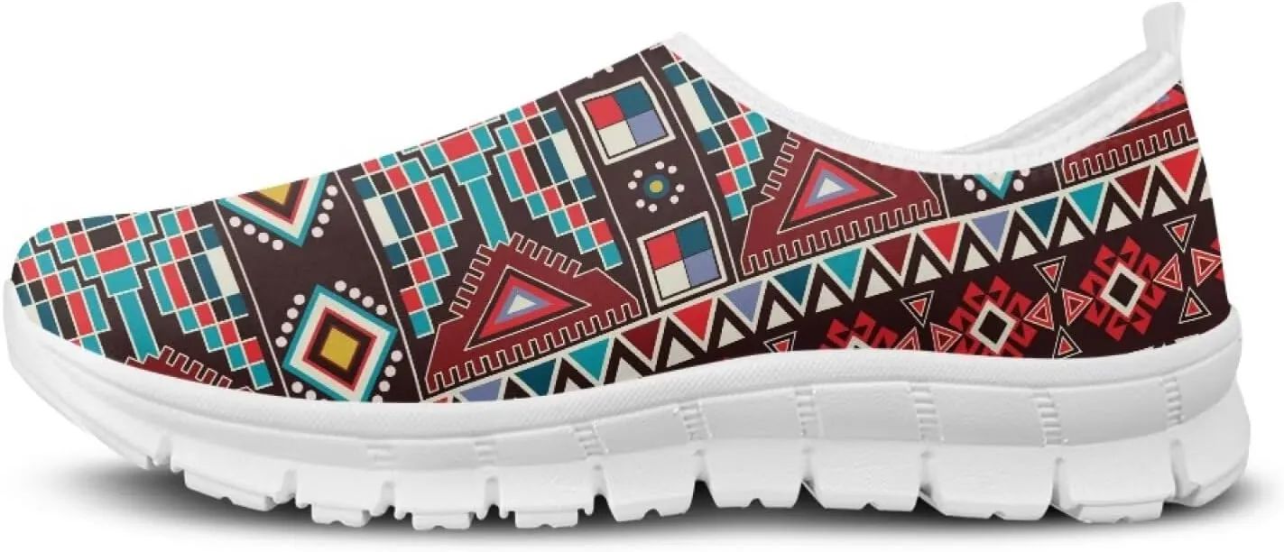 Aztec Tribal Print Women's Slip on Shoes Fashion Loafers Mens Walking Sneakers Low Top Casual Shoes Non Slip