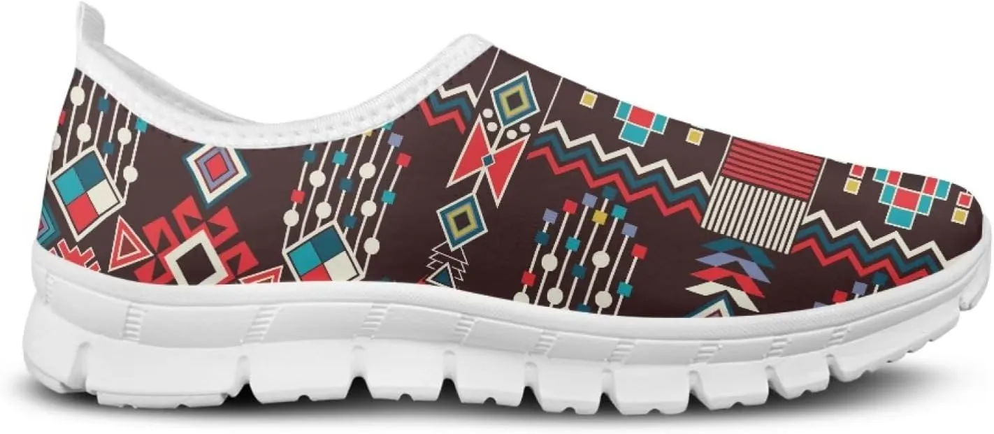 Aztec Tribal Print Women's Slip on Shoes Fashion Loafers Mens Walking Sneakers Low Top Casual Shoes Non Slip