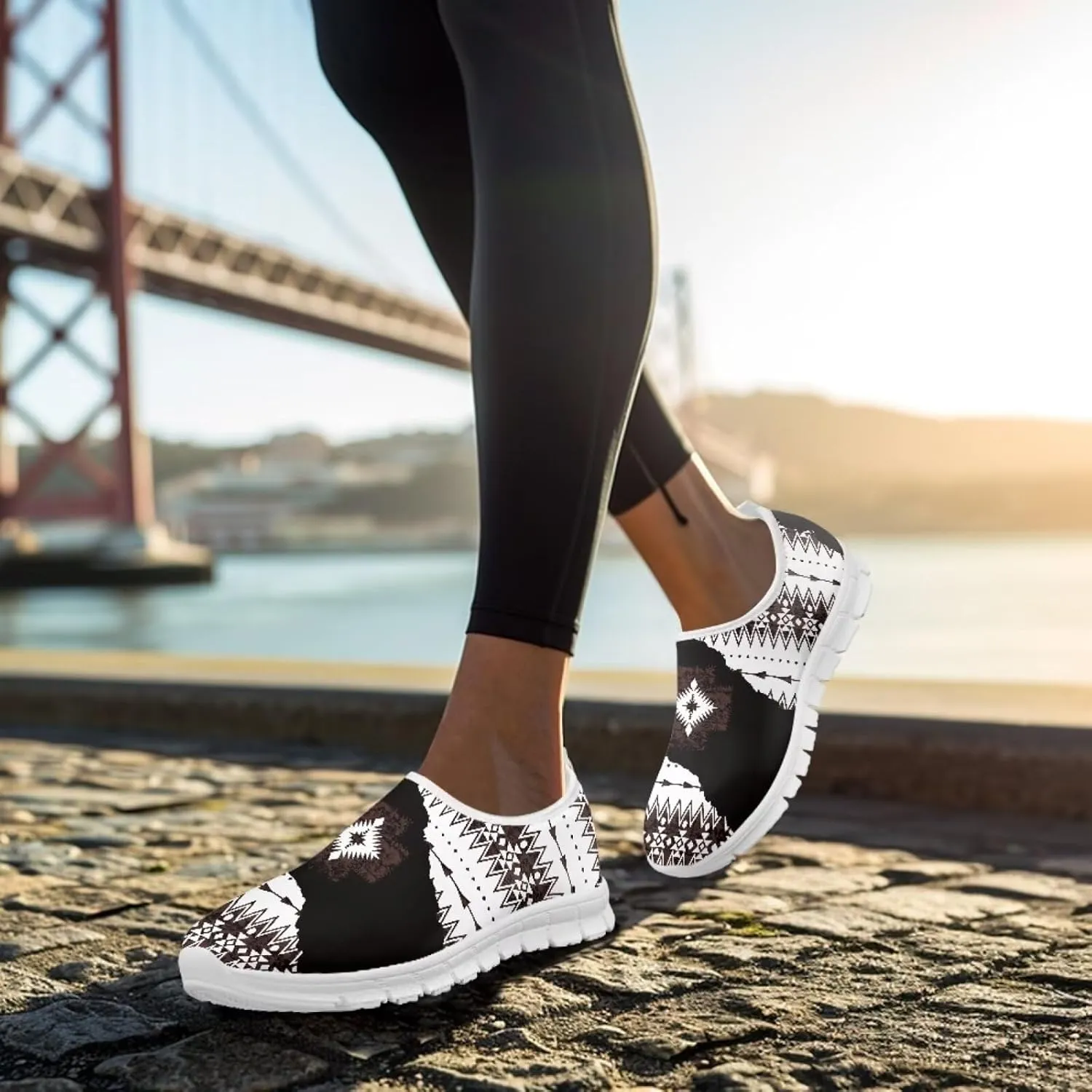 Aztec Tribal Print Women's Slip on Shoes Fashion Loafers Mens Walking Sneakers Low Top Casual Shoes Non Slip