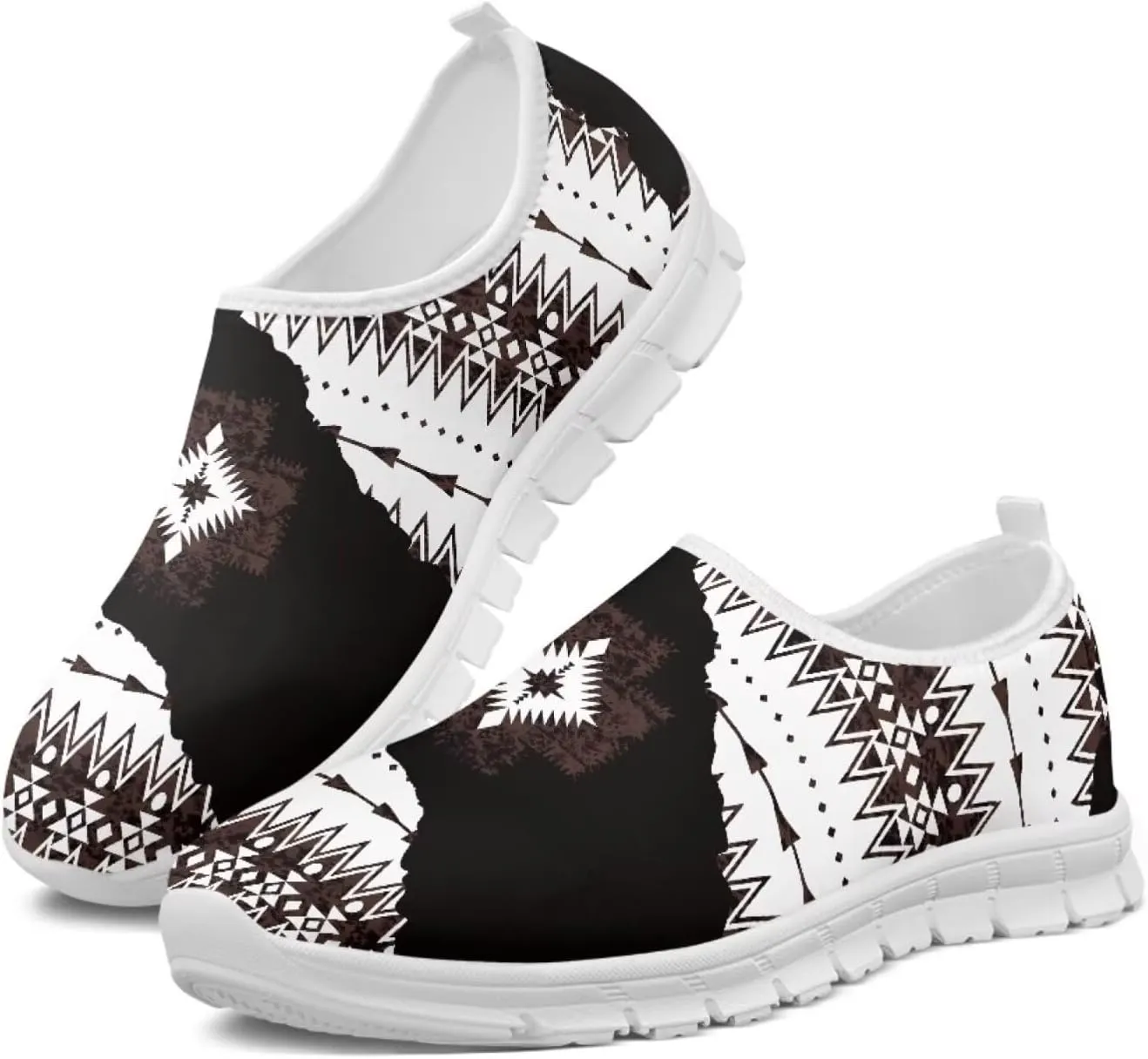 Aztec Tribal Print Women's Slip on Shoes Fashion Loafers Mens Walking Sneakers Low Top Casual Shoes Non Slip