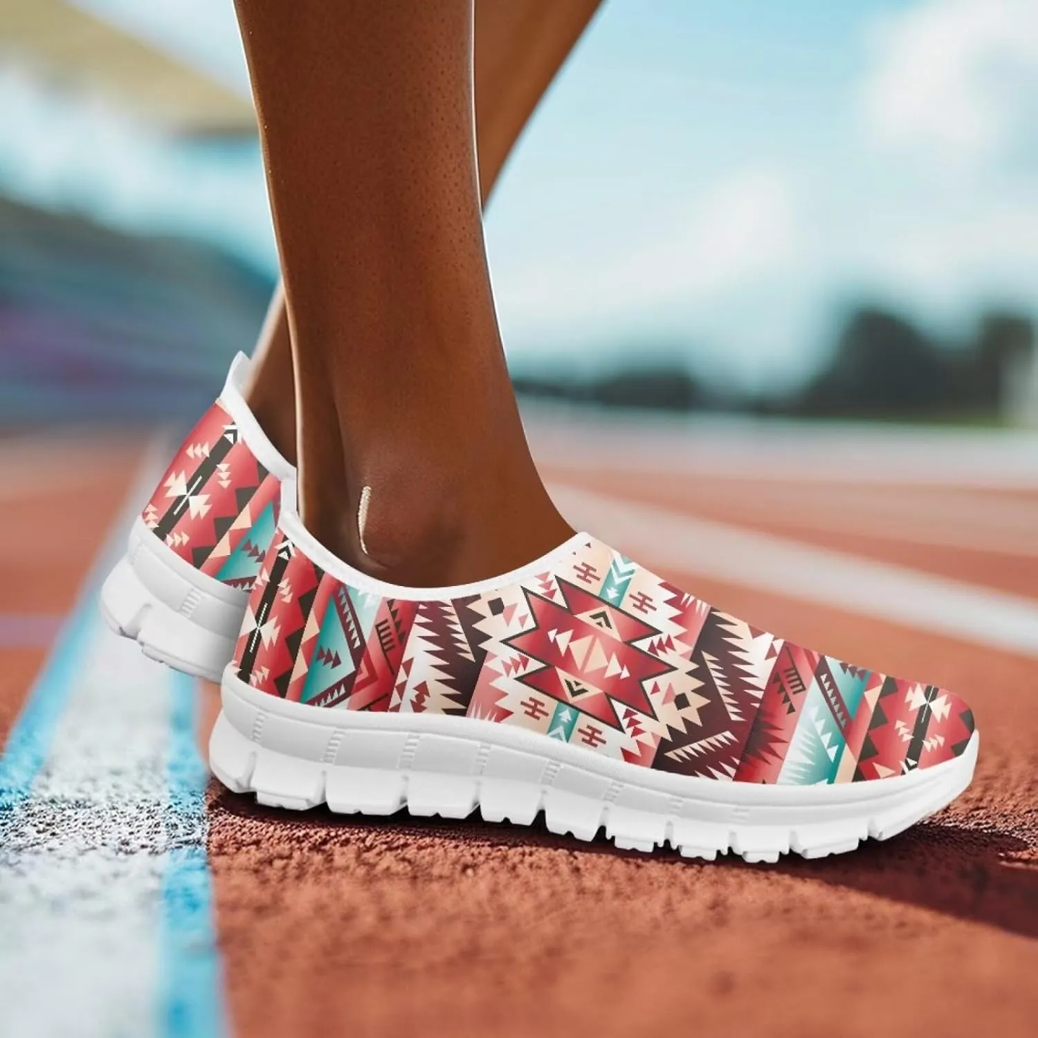 Aztec Tribal Print Women's Slip on Shoes Fashion Loafers Mens Walking Sneakers Low Top Casual Shoes Non Slip