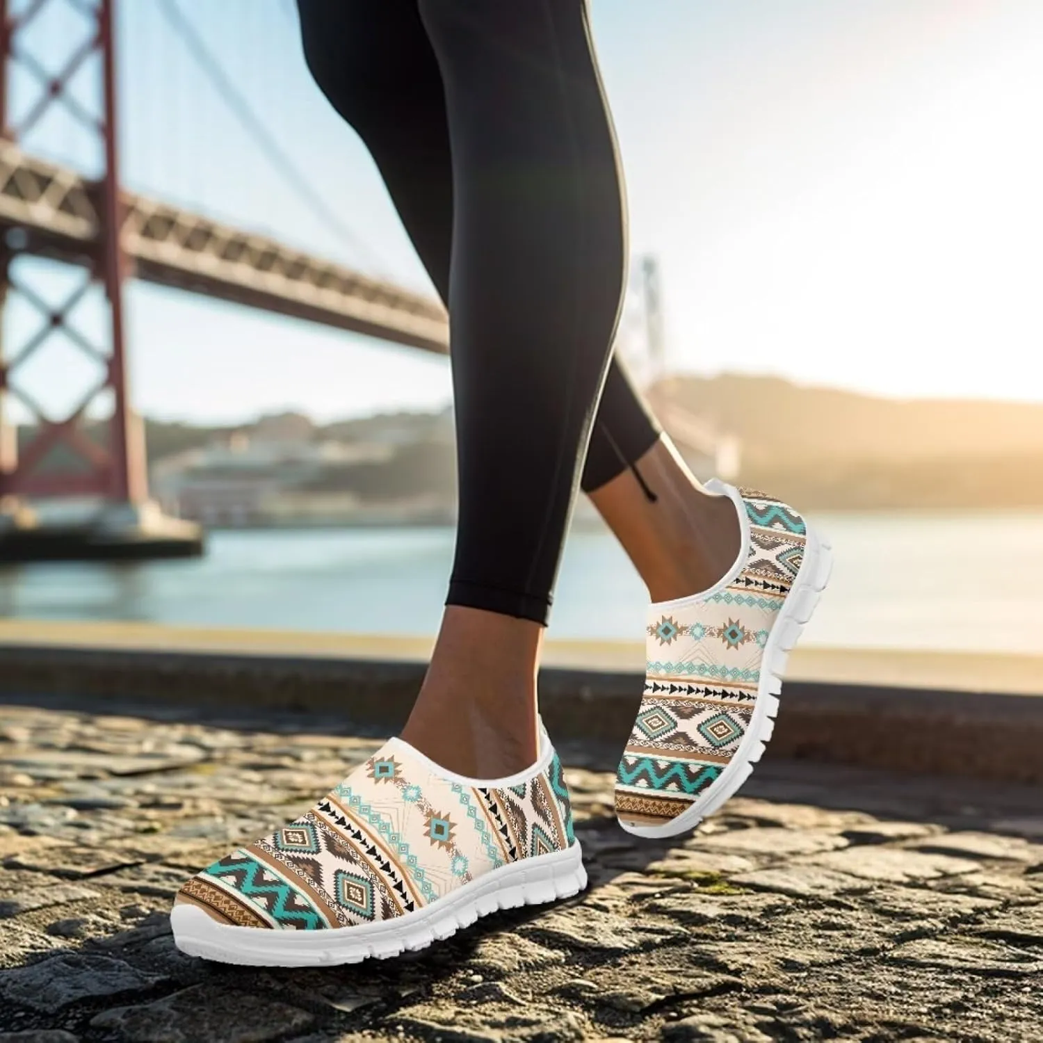 Aztec Tribal Print Women's Slip on Shoes Fashion Loafers Mens Walking Sneakers Low Top Casual Shoes Non Slip