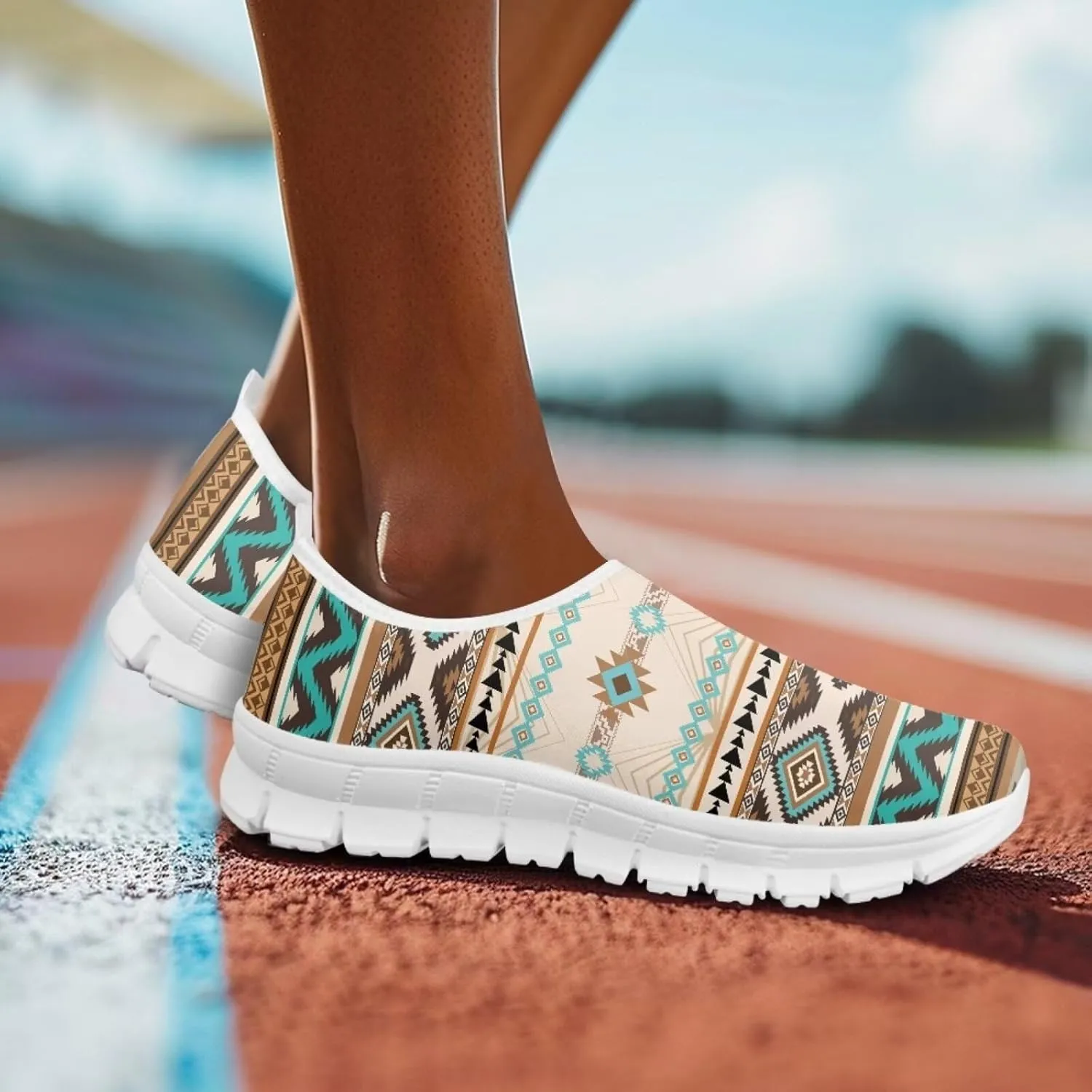Aztec Tribal Print Women's Slip on Shoes Fashion Loafers Mens Walking Sneakers Low Top Casual Shoes Non Slip