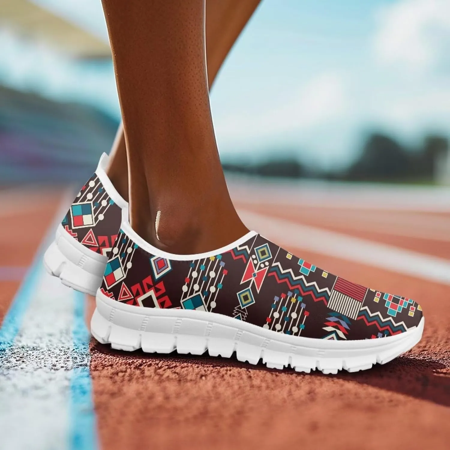 Aztec Tribal Print Women's Slip on Shoes Fashion Loafers Mens Walking Sneakers Low Top Casual Shoes Non Slip