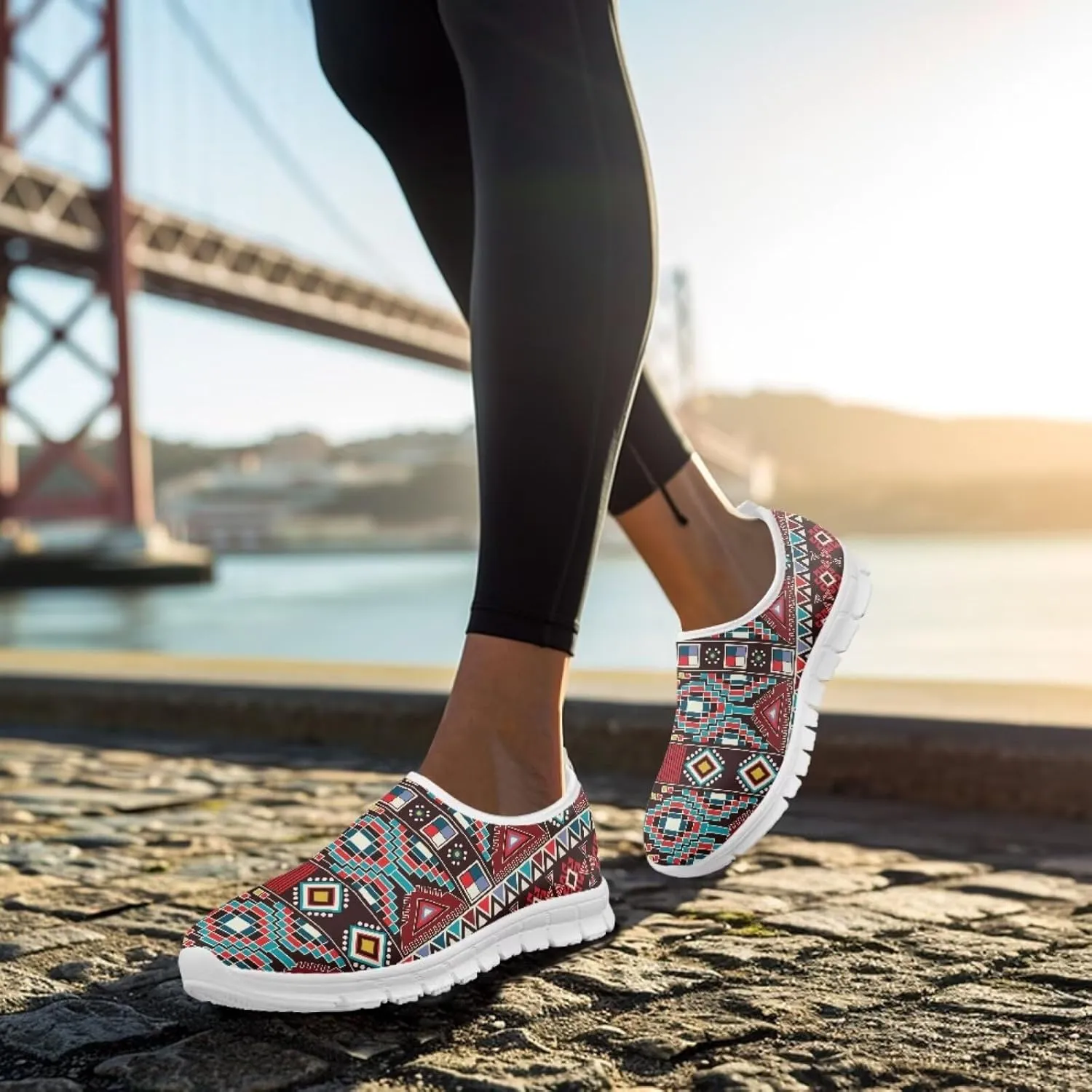 Aztec Tribal Print Women's Slip on Shoes Fashion Loafers Mens Walking Sneakers Low Top Casual Shoes Non Slip