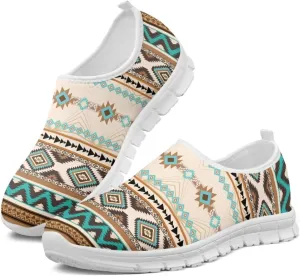 Aztec Tribal Print Women's Slip on Shoes Fashion Loafers Mens Walking Sneakers Low Top Casual Shoes Non Slip