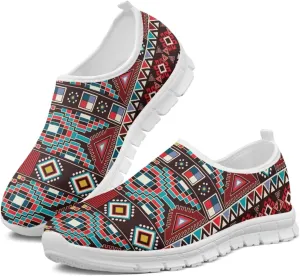 Aztec Tribal Print Women's Slip on Shoes Fashion Loafers Mens Walking Sneakers Low Top Casual Shoes Non Slip