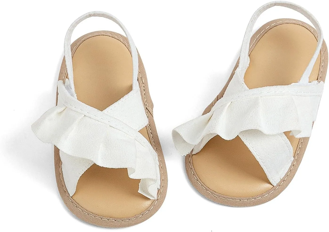 Baby Girls Ruffle Sandals Soft Sole Non Slip Flat Dress Shoes Princess Open Toe Party Wedding Holiday Casual Slides
