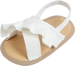 Baby Girls Ruffle Sandals Soft Sole Non Slip Flat Dress Shoes Princess Open Toe Party Wedding Holiday Casual Slides