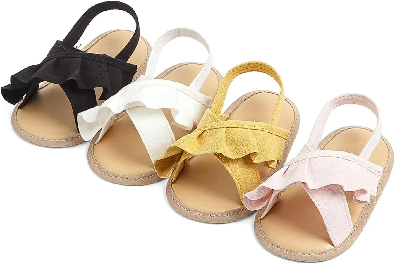 Baby Girls Ruffle Sandals Soft Sole Non Slip Flat Dress Shoes Princess Open Toe Party Wedding Holiday Casual Slides