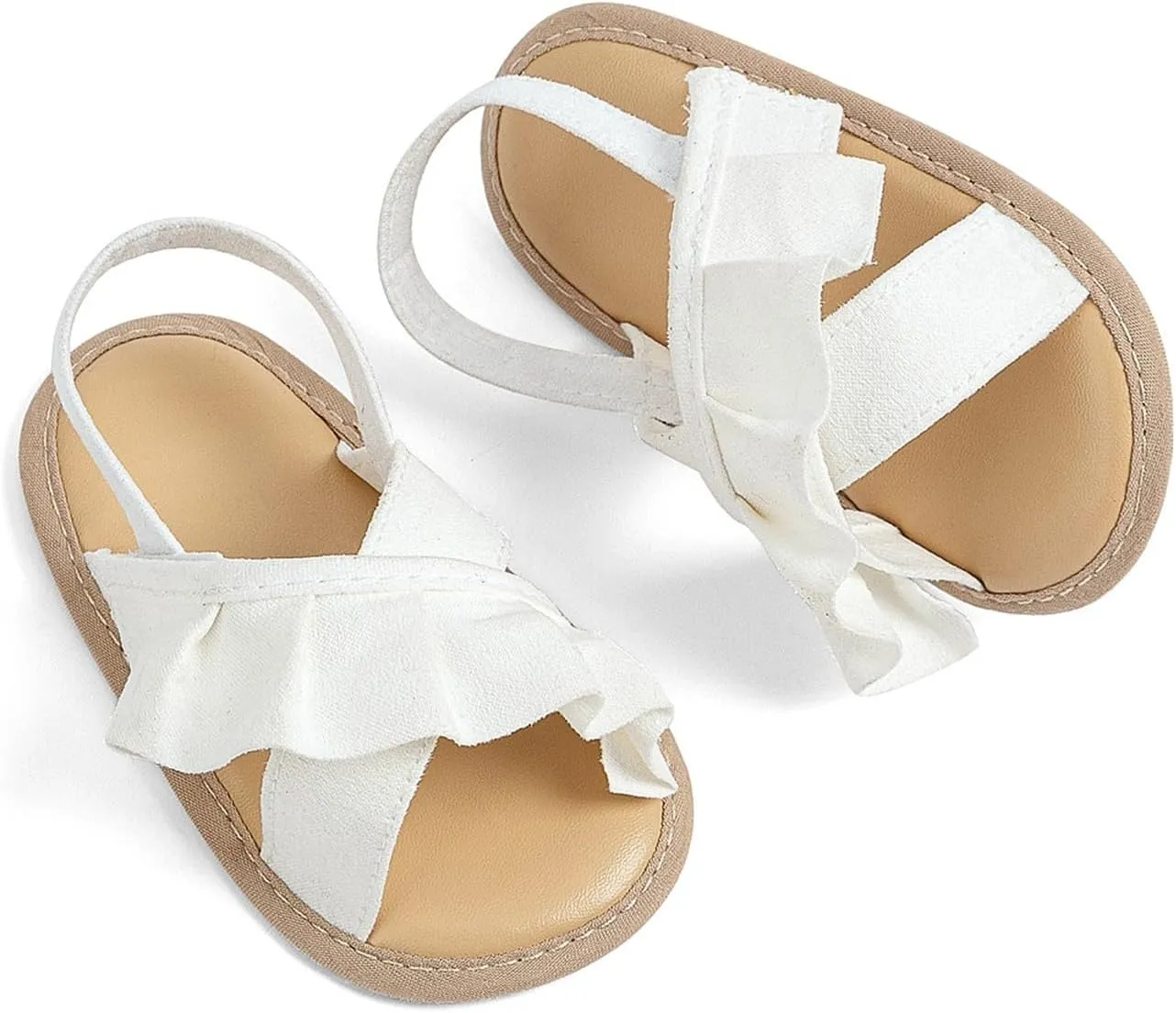 Baby Girls Ruffle Sandals Soft Sole Non Slip Flat Dress Shoes Princess Open Toe Party Wedding Holiday Casual Slides