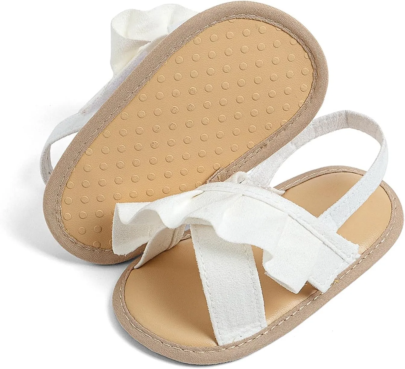 Baby Girls Ruffle Sandals Soft Sole Non Slip Flat Dress Shoes Princess Open Toe Party Wedding Holiday Casual Slides