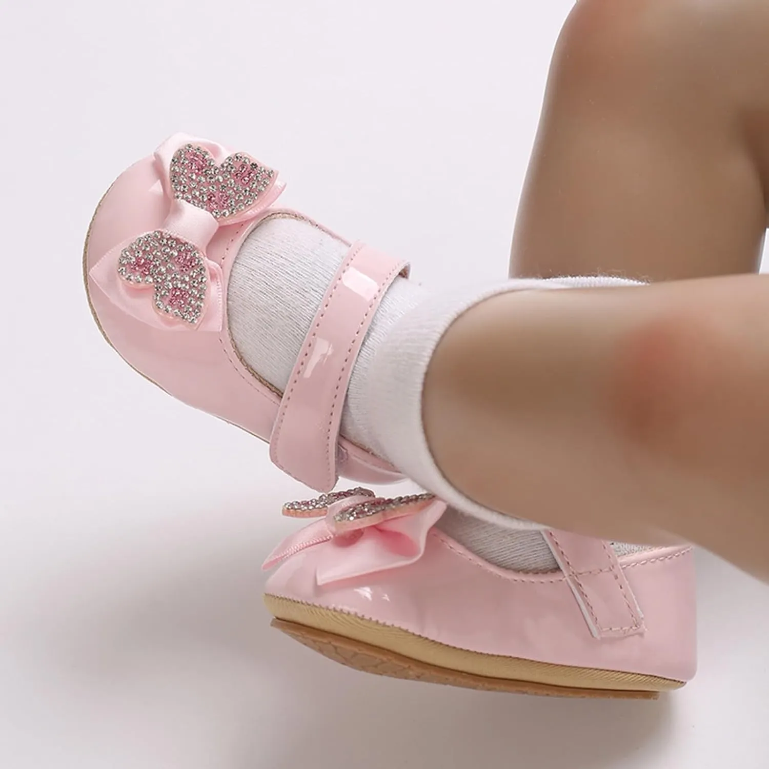 Baby Girls Sandals Cute Sequins Bow Knot Adjusted Strap Mary Jane Flats Shoes Infant Comfortable Ballerina Shoes