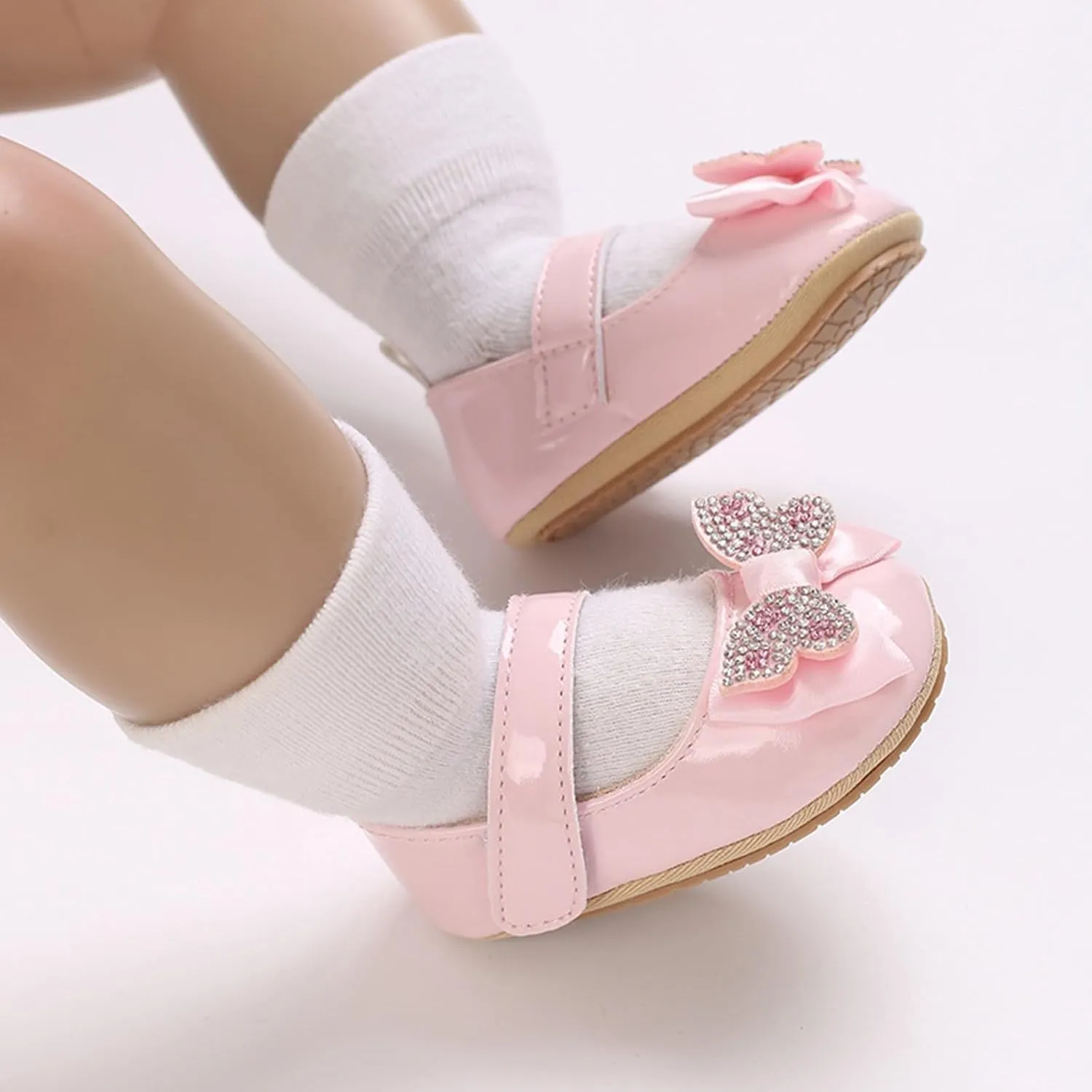 Baby Girls Sandals Cute Sequins Bow Knot Adjusted Strap Mary Jane Flats Shoes Infant Comfortable Ballerina Shoes