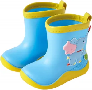 Baby Kids Easy On Rain Shoes Boots for Toddler Little Kid Dinosaur Rainboots Waterproof Rubber Non Slip Boots