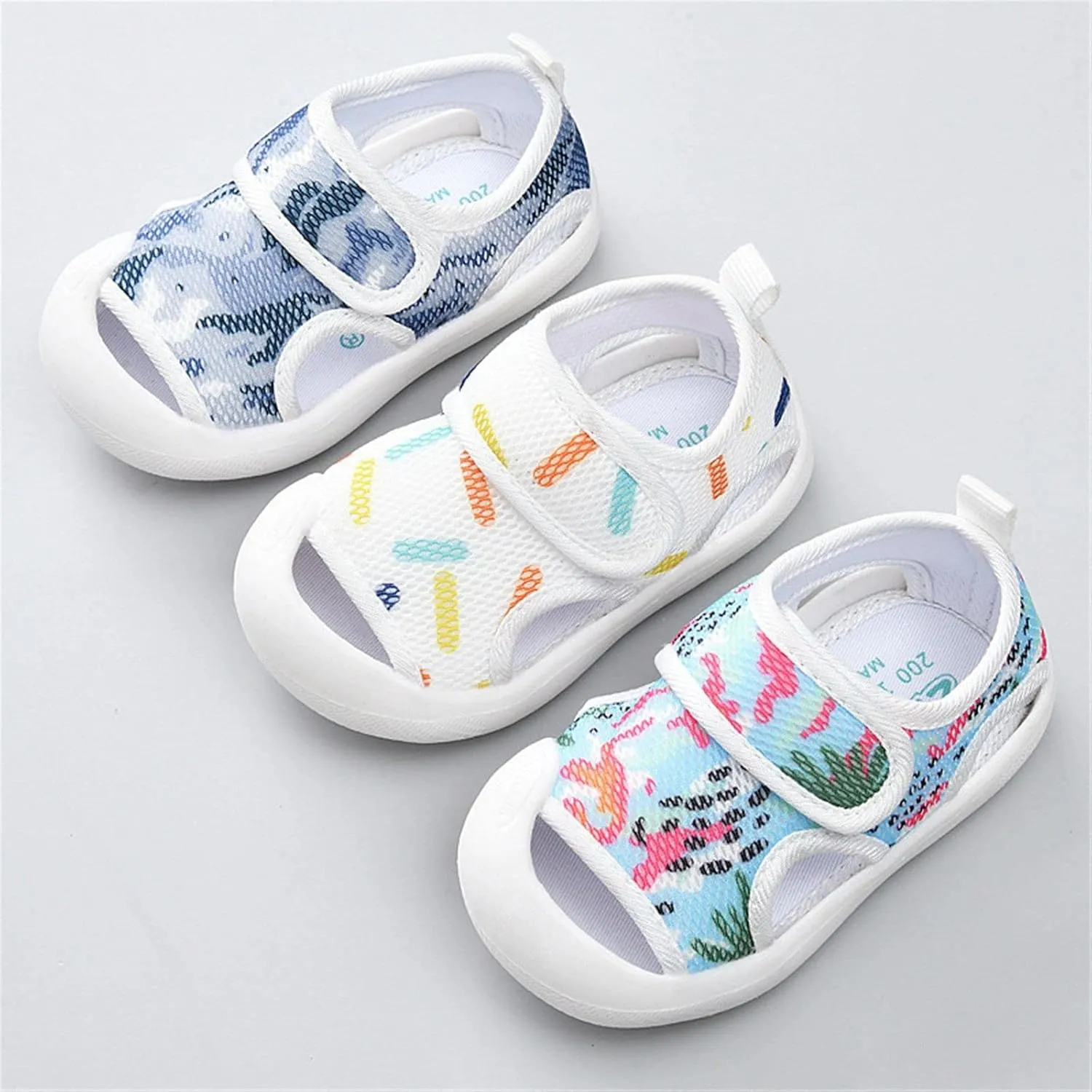 Baby Sandals Breathable Mesh Rubber Sole Non-Slip Outdoor Walking Shoes Non-Slip Sneakers for Boys Baby Girl Flat