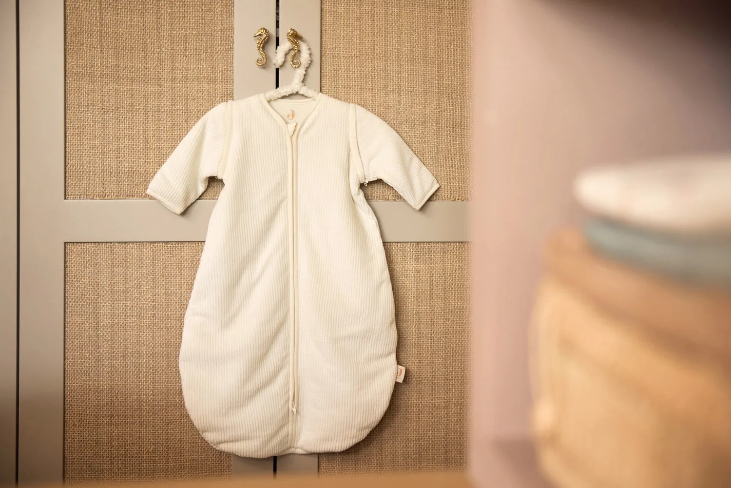 Baby Slaapzak Met Afritsbare Mouw 90cm Rib - Ivory