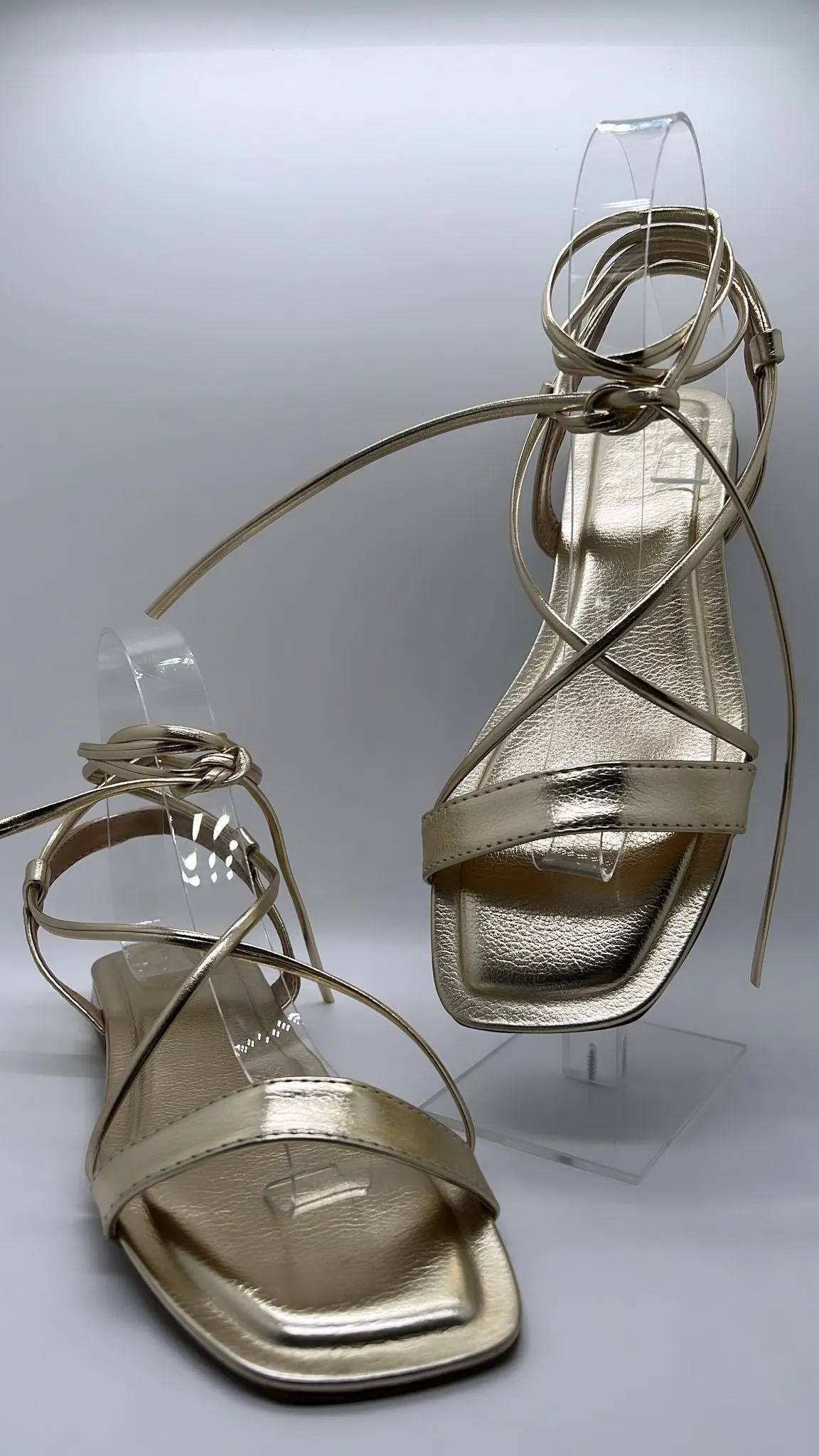 Bfb Shoes - Golden Flats Strap on the leg
