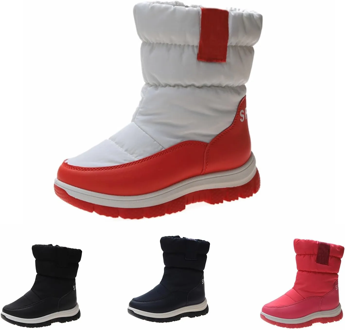 Big Kids Thick Snow Boots Boys Girls Kids Childrens Outdoor Ski Fashion Shoes Winter Warm Light Non Slip Flat Booties
