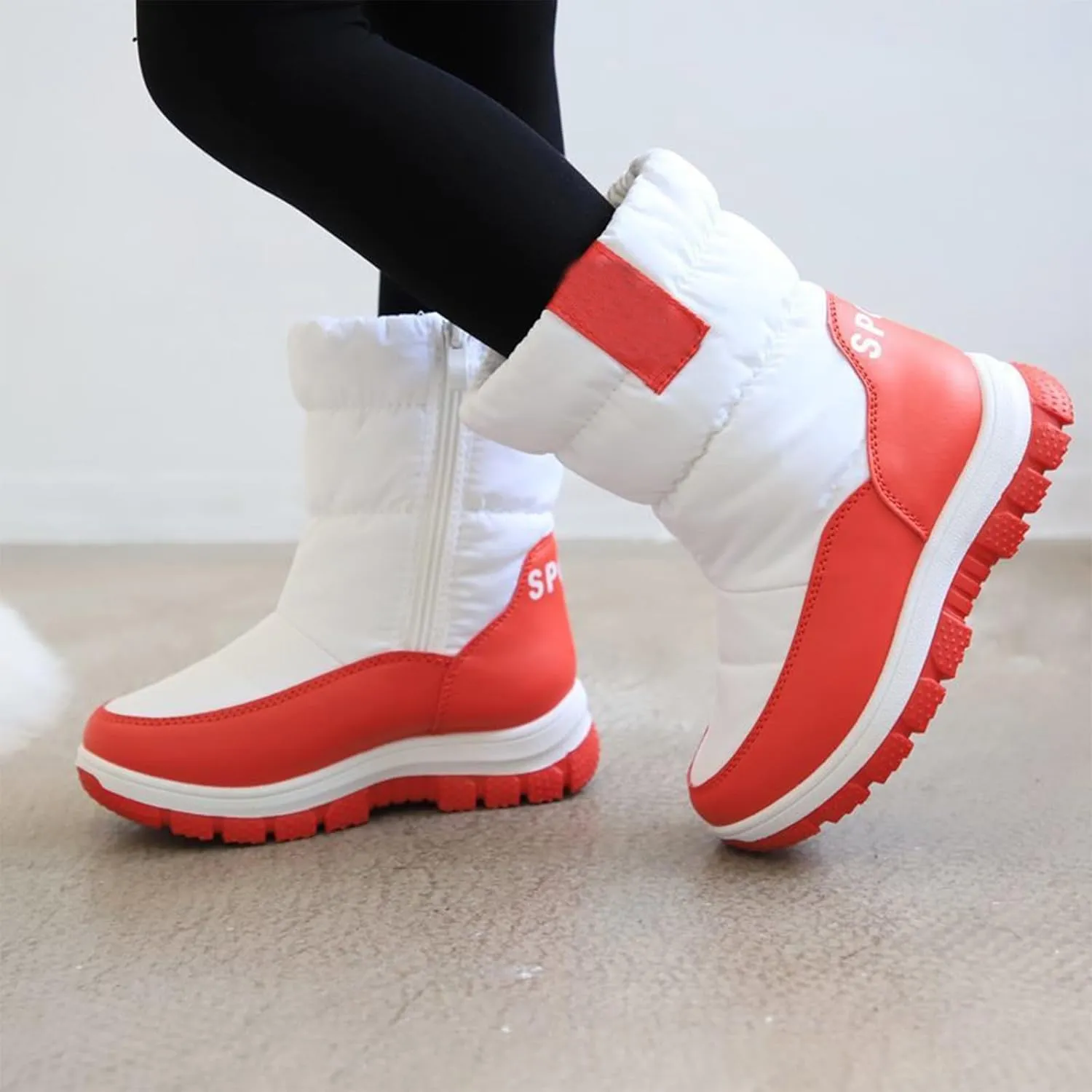 Big Kids Thick Snow Boots Boys Girls Kids Childrens Outdoor Ski Fashion Shoes Winter Warm Light Non Slip Flat Booties