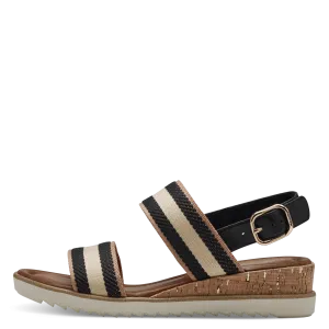 BLACK COMB LOW WEDGE SANDAL