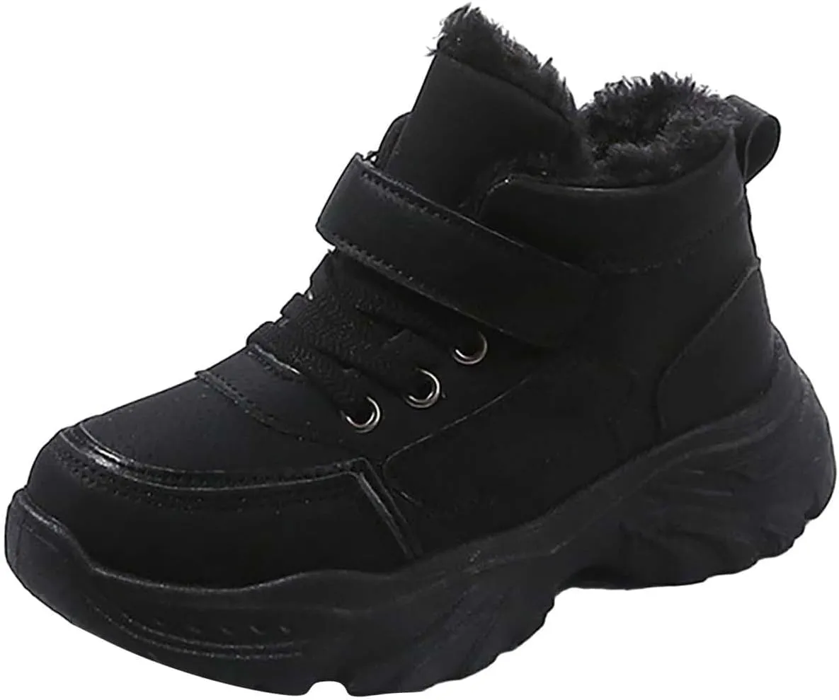 Boys Girls Plush Ankle Boots Winter Slip On Warm  Lined Snow Booties Lightweight Toddler Girl over The Knee Boots