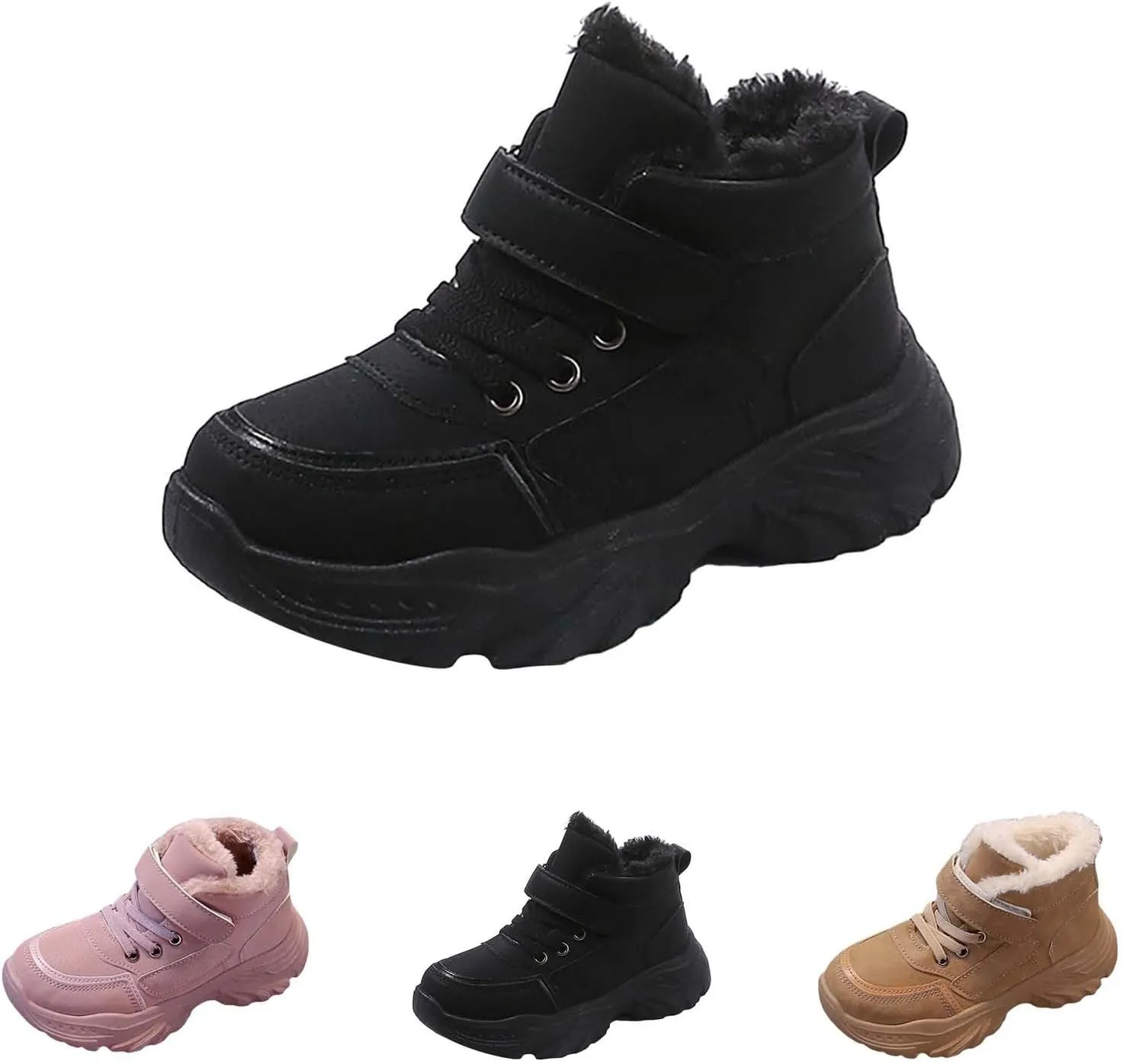 Boys Girls Plush Ankle Boots Winter Slip On Warm  Lined Snow Booties Lightweight Toddler Girl over The Knee Boots