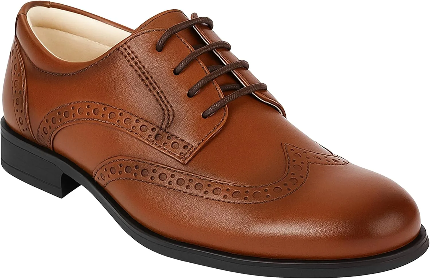 Boys Patent Derby Dress Shoes, Wingtip Brogue Lace-Up Wedding Prom Formal Footwear