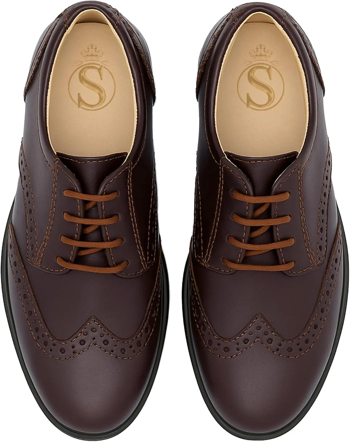 Boys Patent Derby Dress Shoes, Wingtip Brogue Lace-Up Wedding Prom Formal Footwear