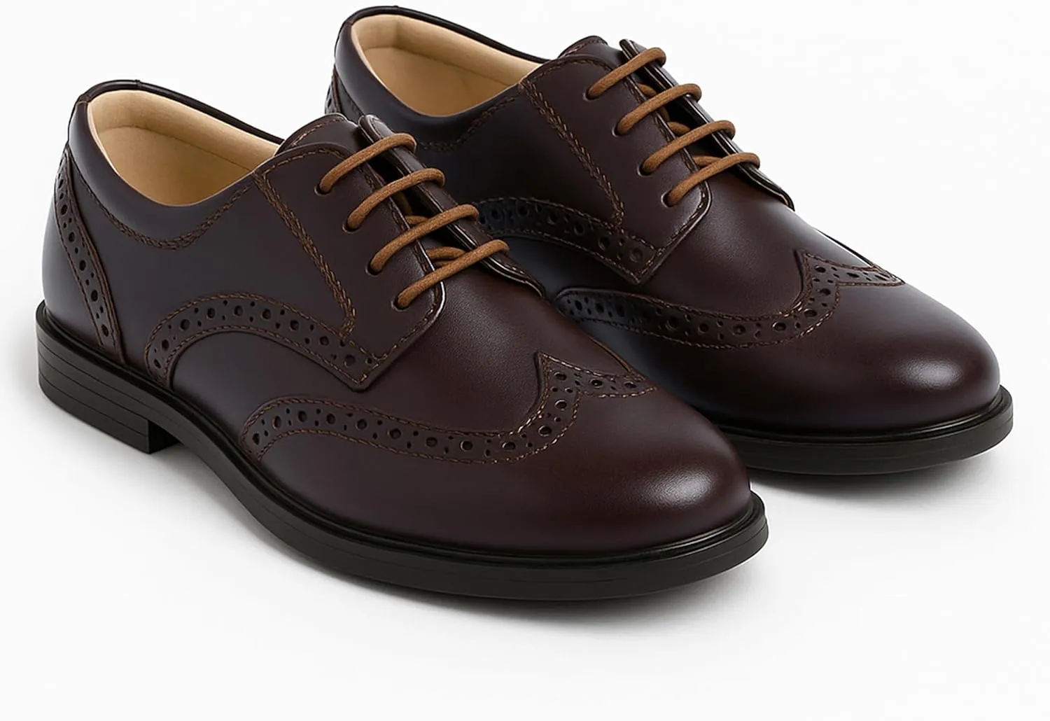 Boys Patent Derby Dress Shoes, Wingtip Brogue Lace-Up Wedding Prom Formal Footwear