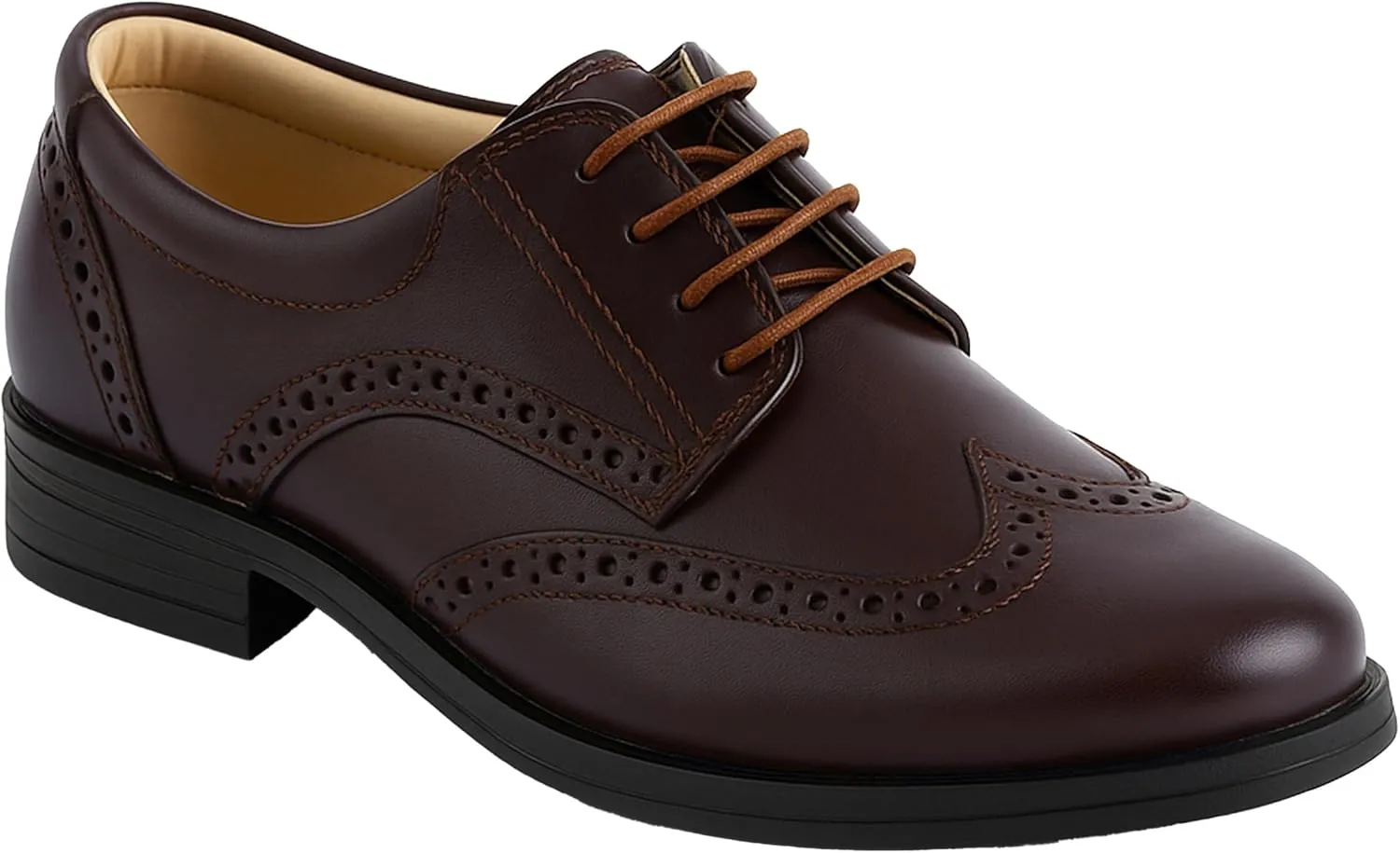 Boys Patent Derby Dress Shoes, Wingtip Brogue Lace-Up Wedding Prom Formal Footwear