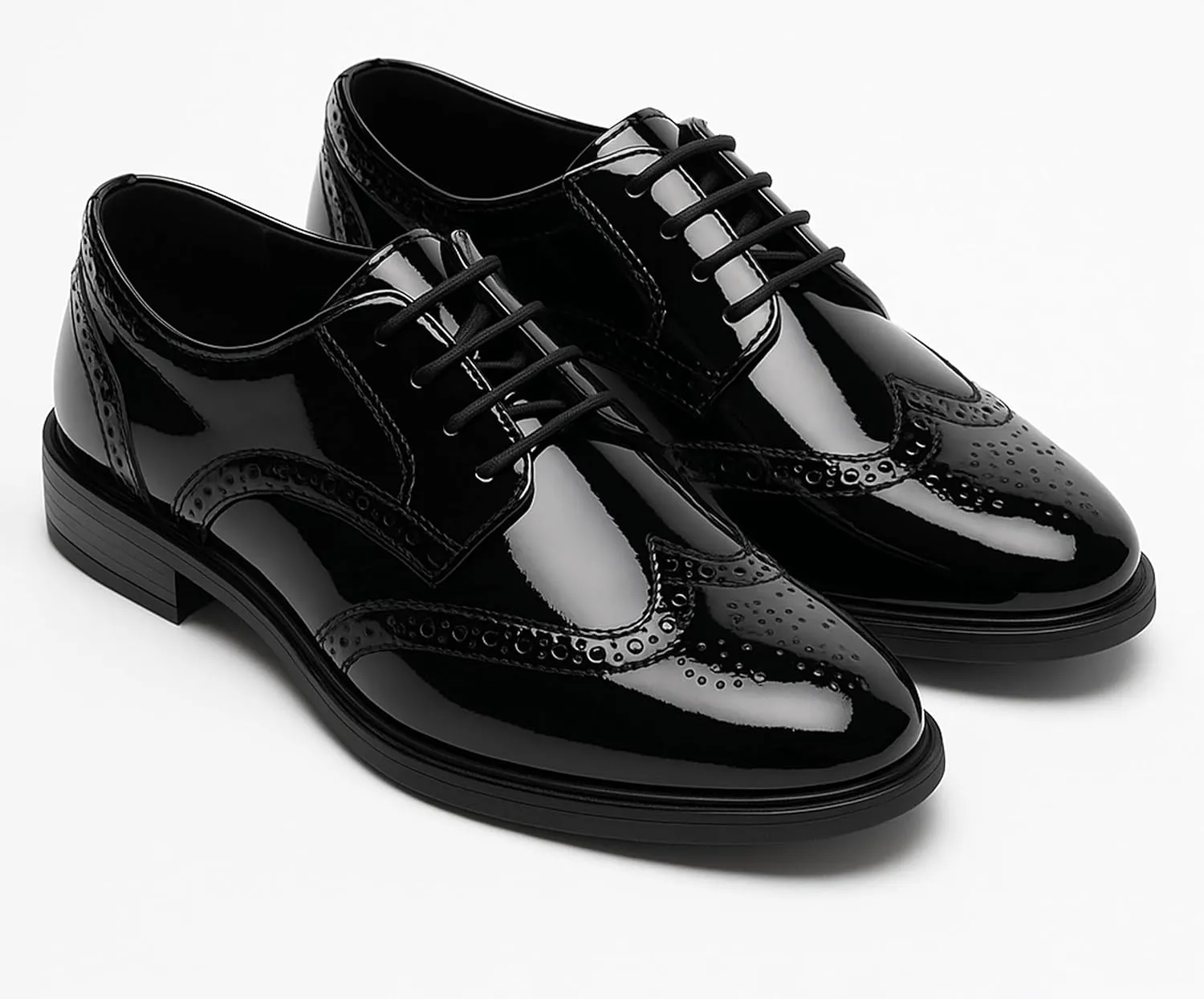 Boys Patent Derby Dress Shoes, Wingtip Brogue Lace-Up Wedding Prom Formal Footwear