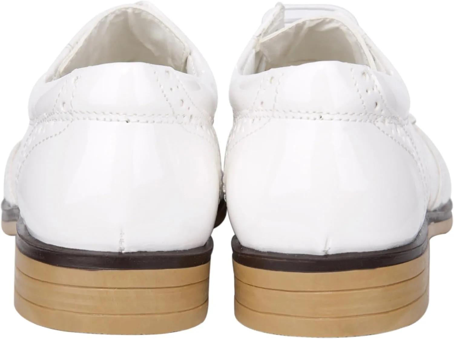 Boys Patent Derby Dress Shoes, Wingtip Brogue Lace-Up Wedding Prom Formal Footwear