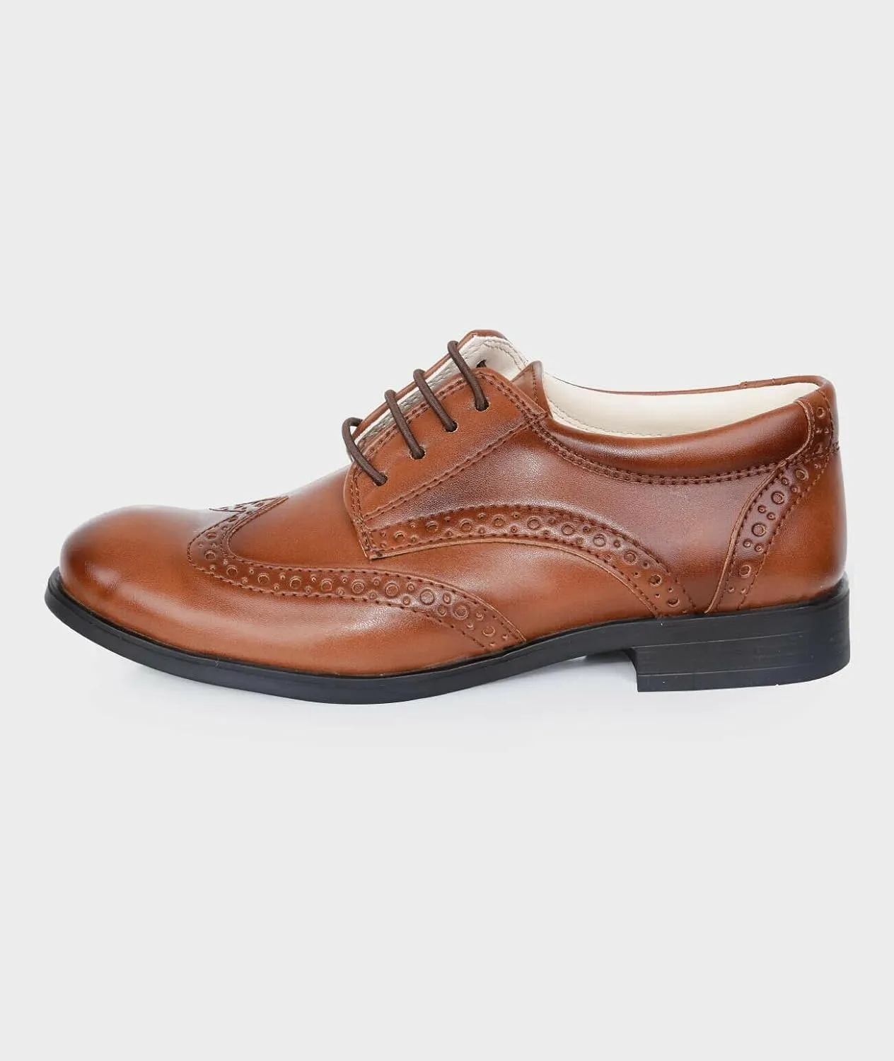 Boys Patent Derby Dress Shoes, Wingtip Brogue Lace-Up Wedding Prom Formal Footwear
