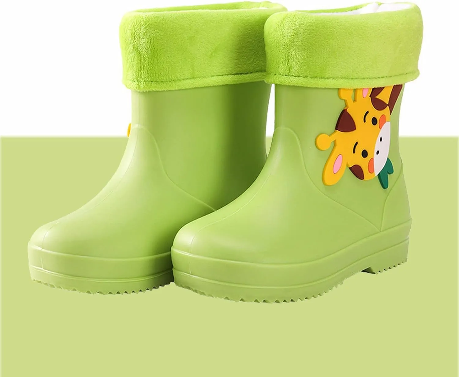 Boys Rain Boots Fleece Lined Waterproof Rain Boots Cartoon Lightweight Toddler Rubber Boots Girls Rain Boots