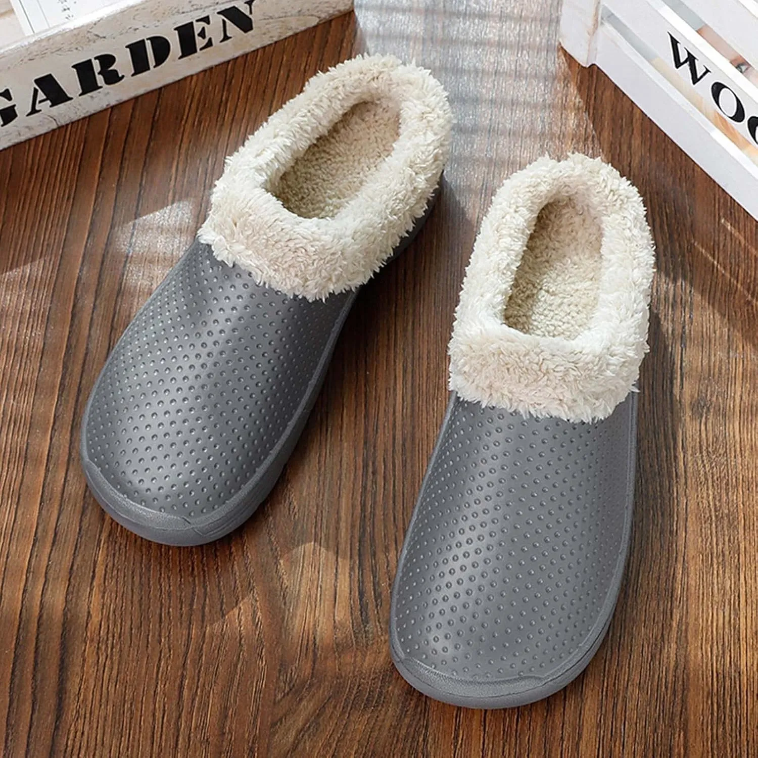 CERYTHRINA Men's Women's Lined Clog Breathable Mesh Lining Indoor Outdoor Walking Garden Clogs Winter Slippers